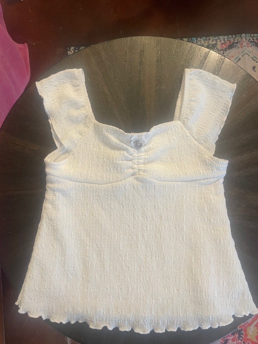 RSQ White Smocked Square Neck Tank Top